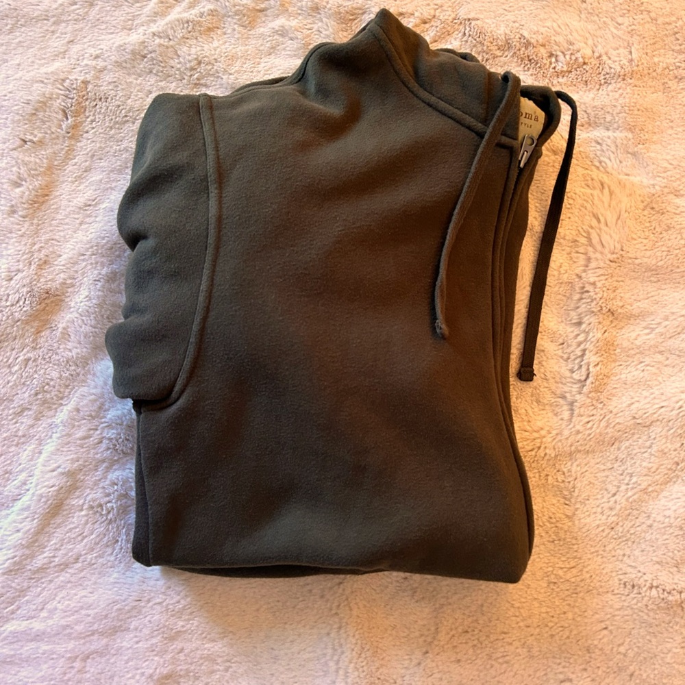 Olive Zip-Up Hoodie Men's Large Vintage Baggy Fit